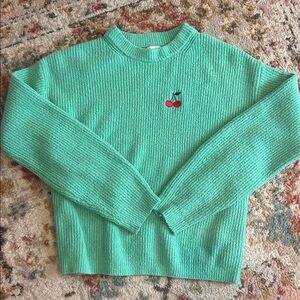 a new day Cherry Ribbed Sweater in Green